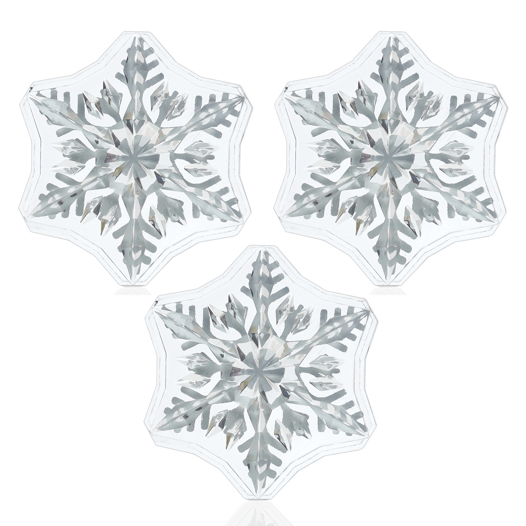 3D Transparent Snowflake Stomp Pads (1.96" x 1.96", Set of 3)