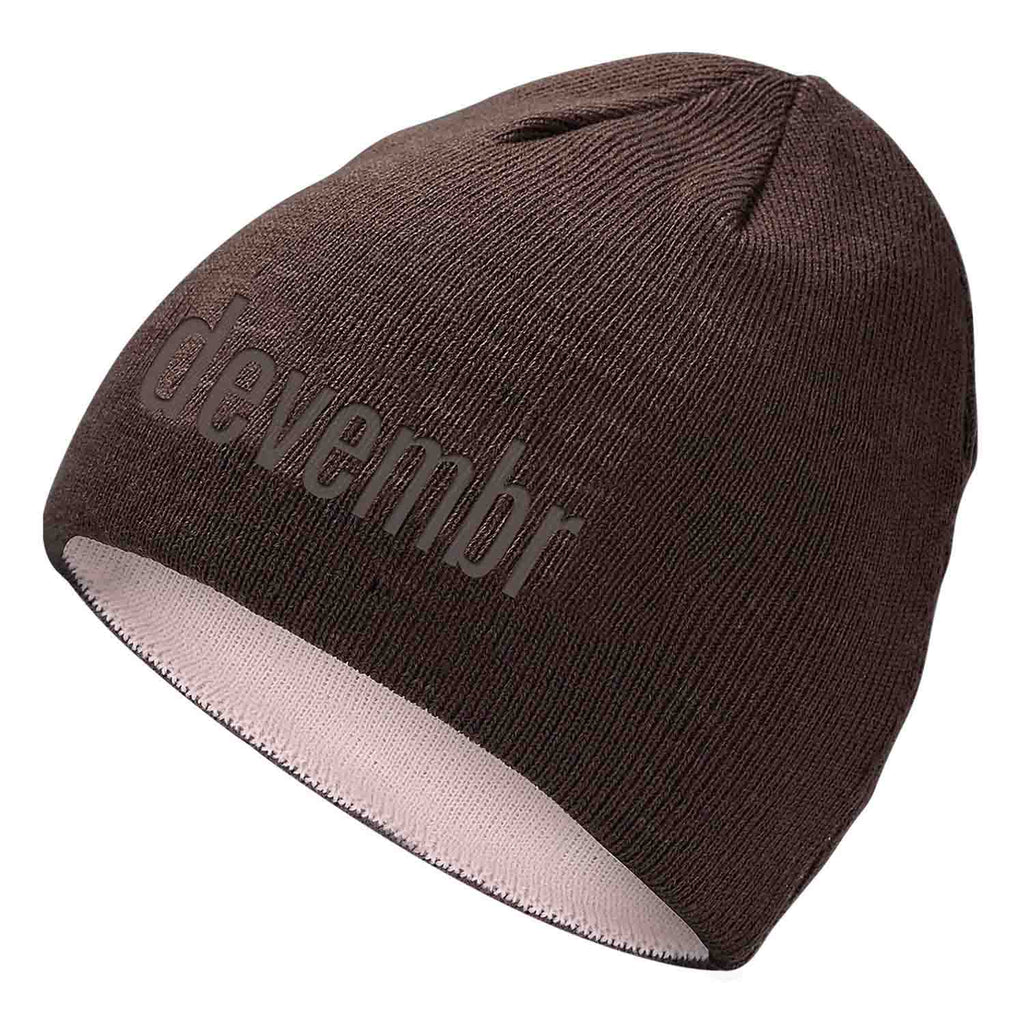 Reversible Beanie Hat (Pink and Brown, Short Brim)