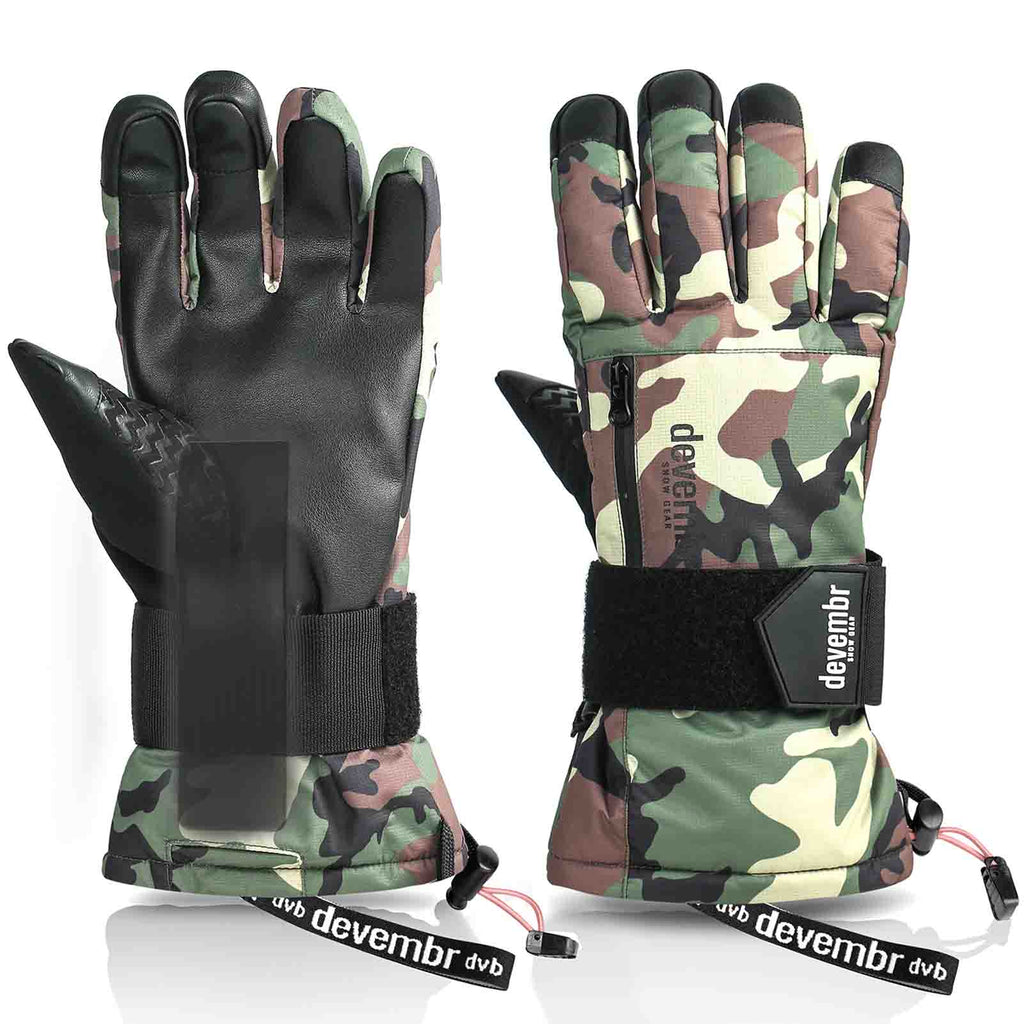 Snowboard & Ski Gloves with Wrist Guard (Camouflage)