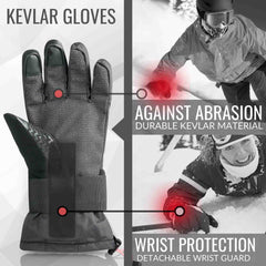 Snowboard & Ski Gloves with Wrist Guard, Kevlar Warm Snow Gloves for Men  and Women
