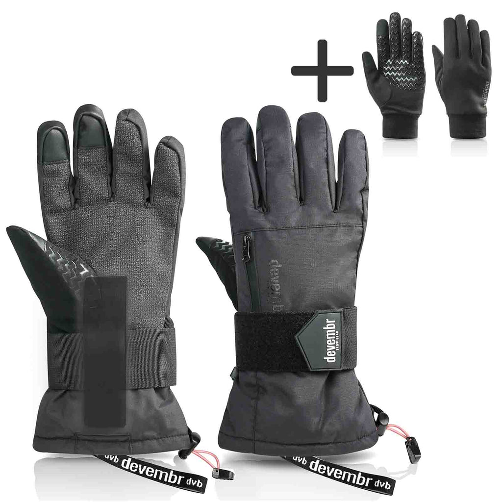 Snowboard & Ski Carving Gloves with Removable Wrist Guard, Liner and Enhanced Palm